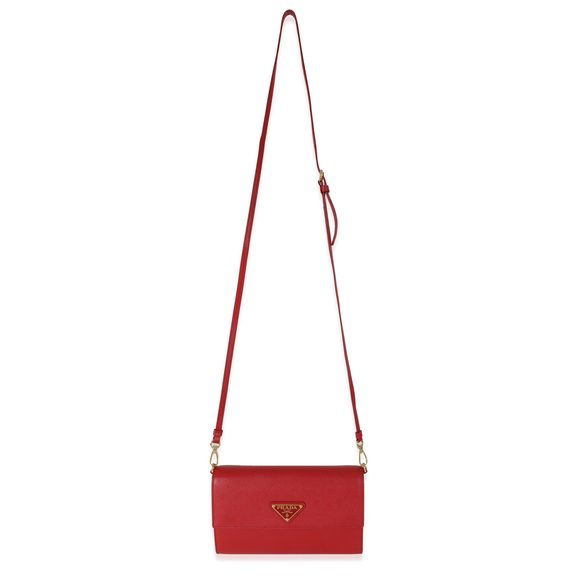 Prada Red Saffiano Wallet With Strap - Picture 4 of 8